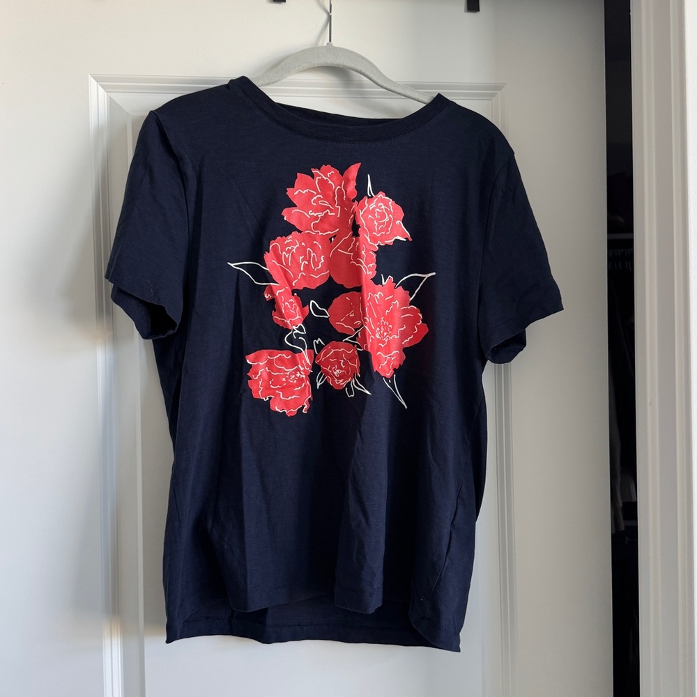 J. Crew Navy Tee with Red Florals